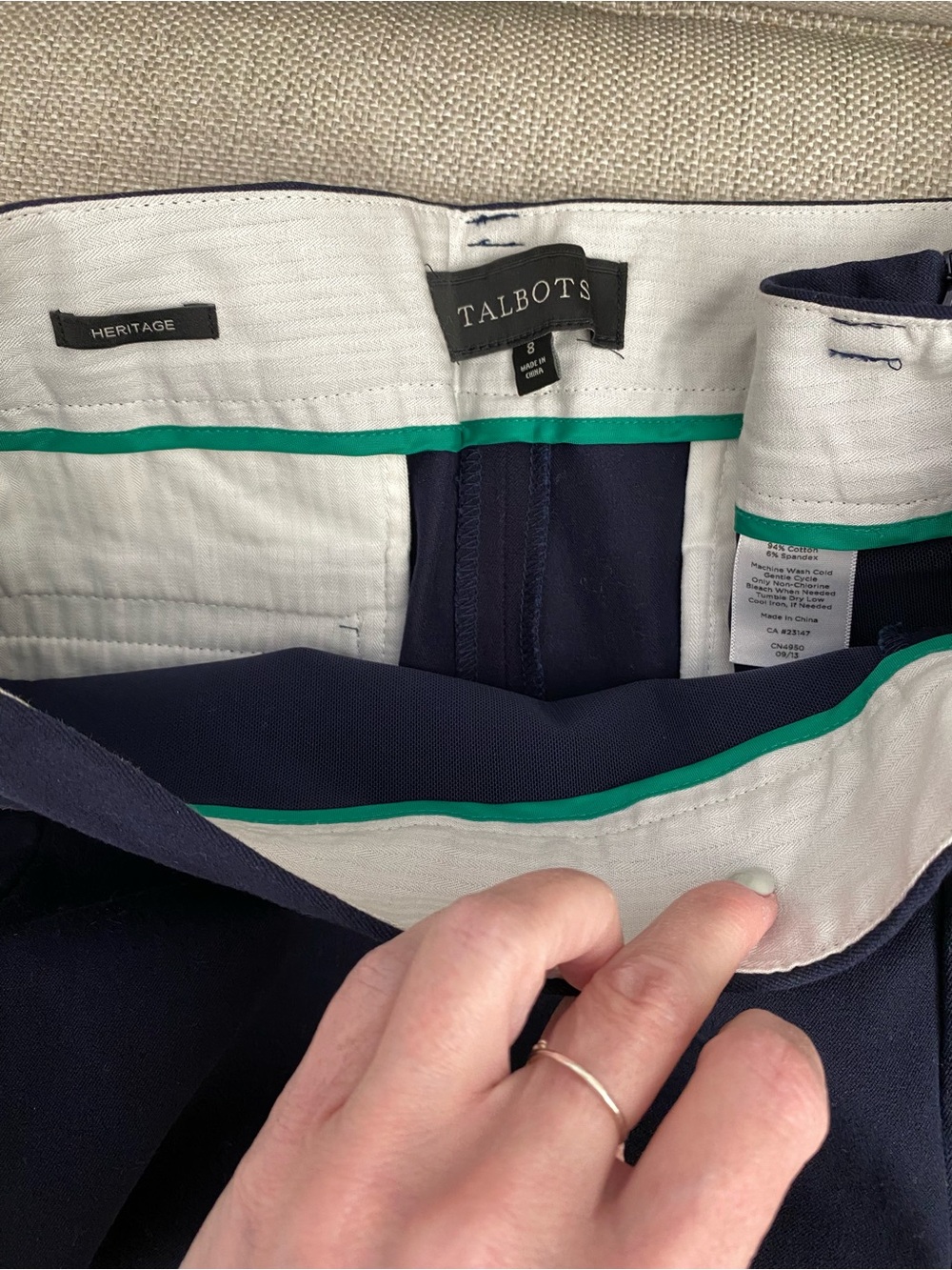 Talbots Navy Heritage Ankle Pant - Picture 2 of 2